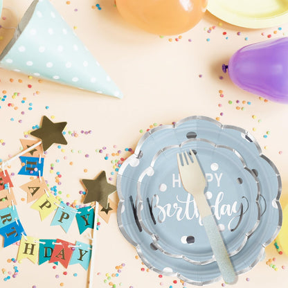LeZakaa Birthday Paper Plates Set 50pcs 7 & 9 Inch Happy Birthday Balloon