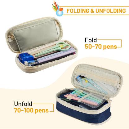 Sonuimy Large Capacity Pencil Case Pouch Zipper Organizer Green