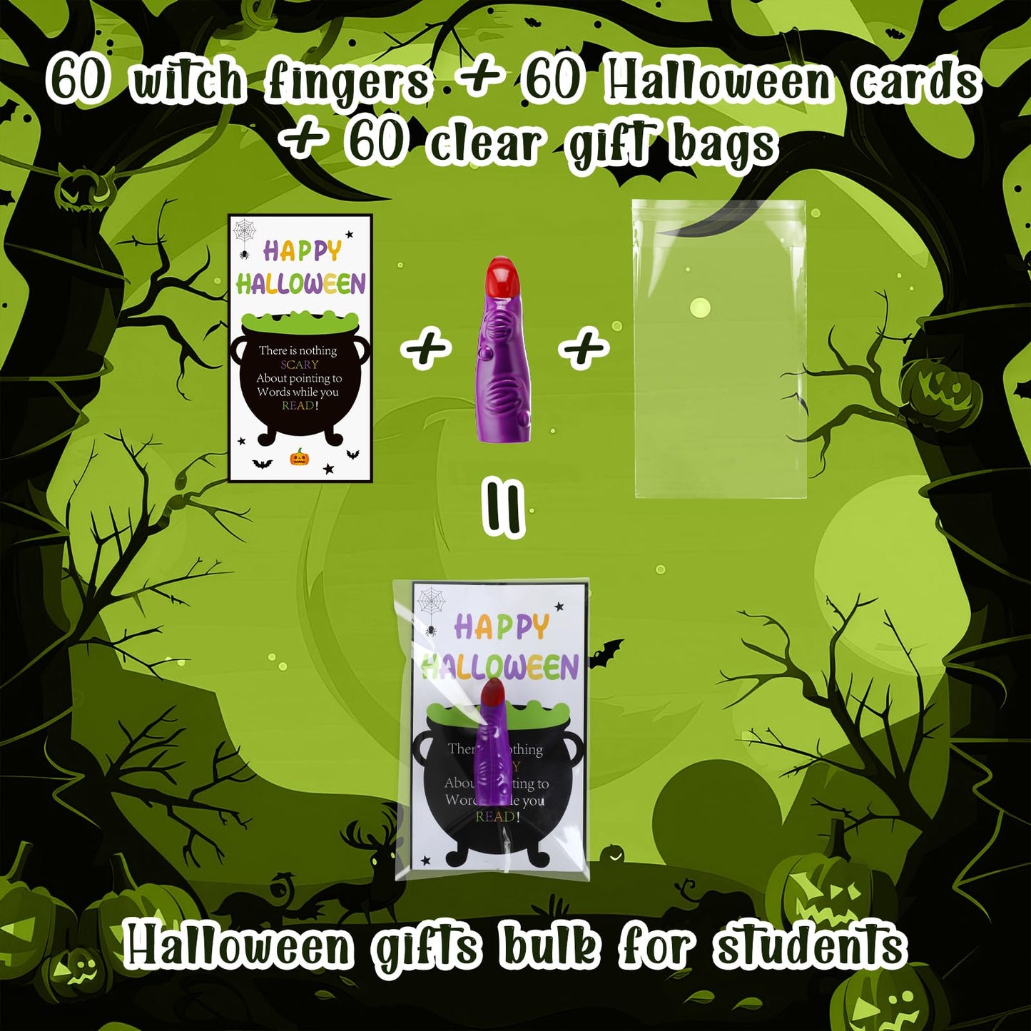 Vertintong Halloween Witch Finger Pointers 60 Pcs Fluorescent Color