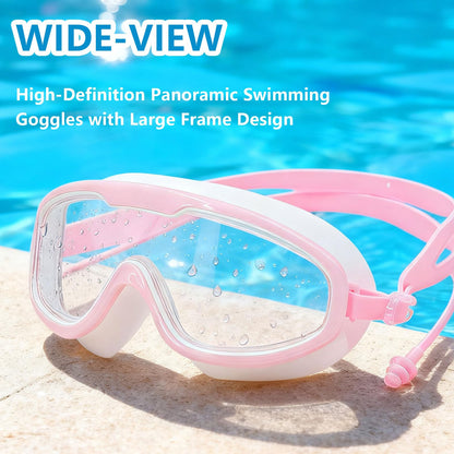 DCRWVCTON Adult Swim Goggles 2 Pack Anti-Fog Leak-Proof Clear with Ear Plugs