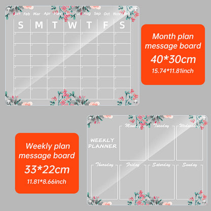 Acrylic message board magnetic refrigerator sticker household erasable calendar transparent note display board