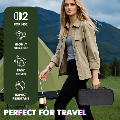 OSYROY Switch 2 Carrying Case 10 Game Slots Screen Protectors Hard Shell Black