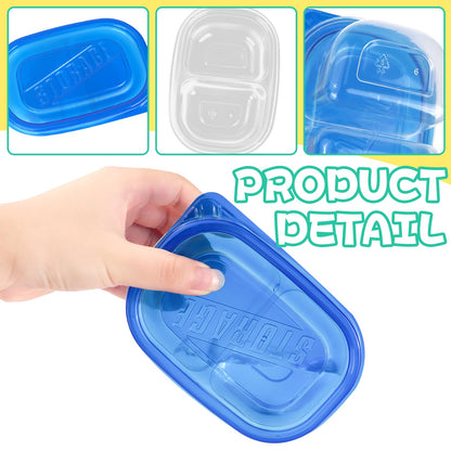 ISUSSER 50Pc Reusable Snack Pack Containers Double Compartment Clear Plastic