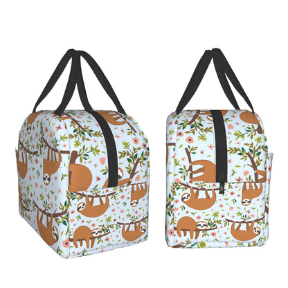 Giwawa Sloth Insulated Lunch Box 8 Capacity Blue Cartoon Animal Flower Trees