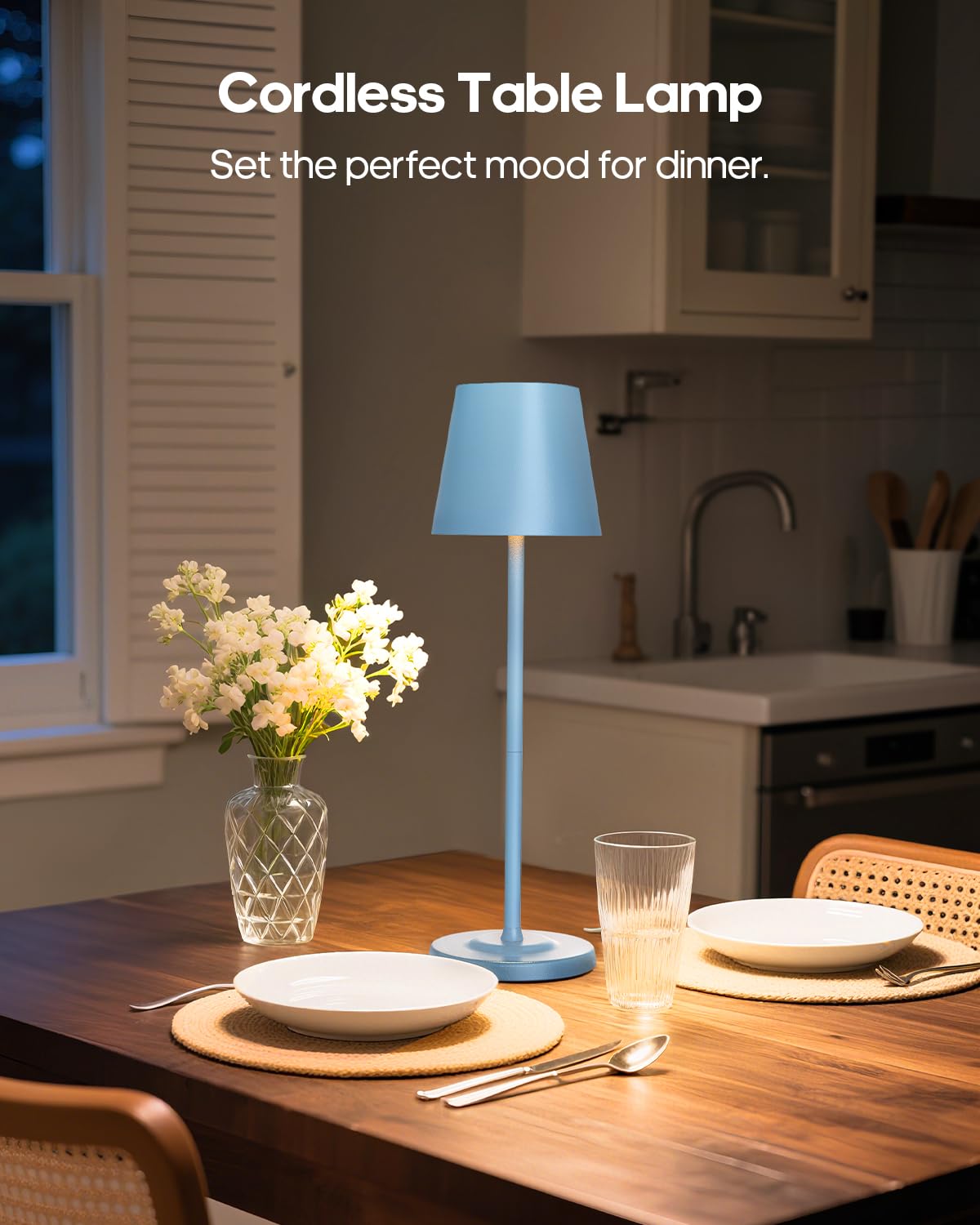 GOODEA Cordless Table Lamp 6000mAh Rechargeable 3 Color Dimmable White