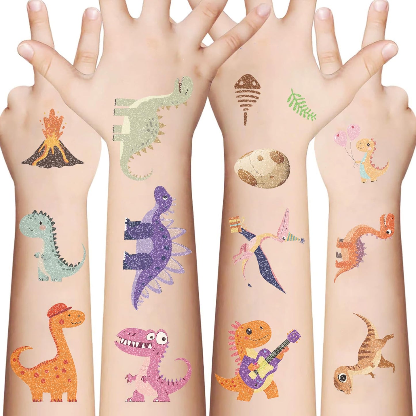SBOBUY Dinosaur Temporary Tattoos 10 Sheets Blue Cartoon Kids Party Favors