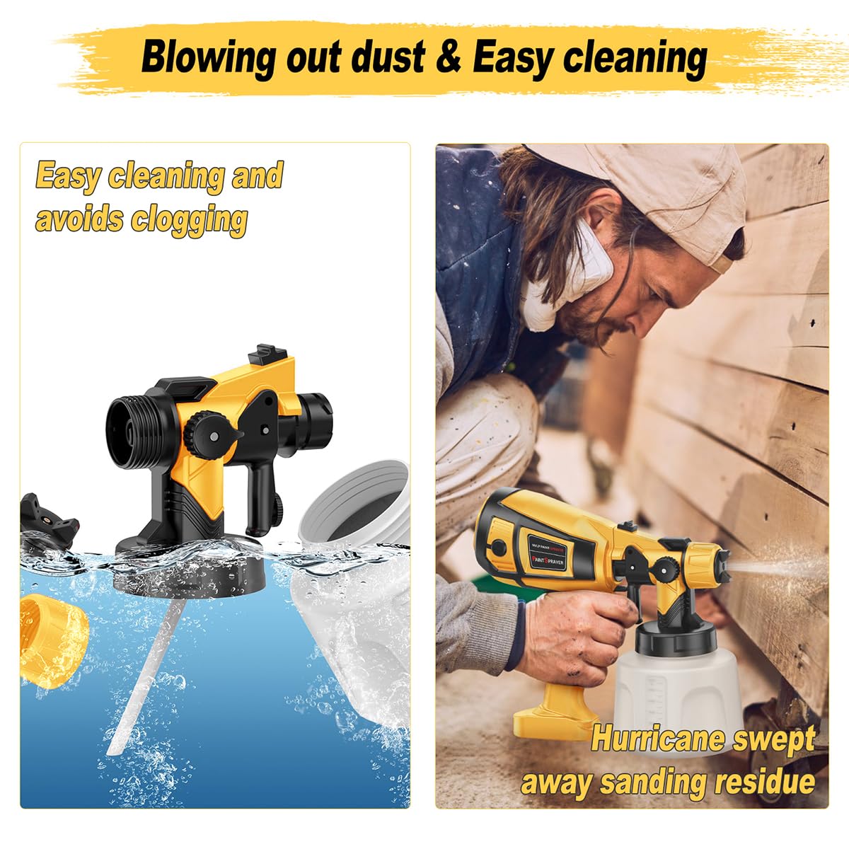 MirrorZone Paint Sprayer Tool 800W Electric Spray Gun Yellow for Furniture