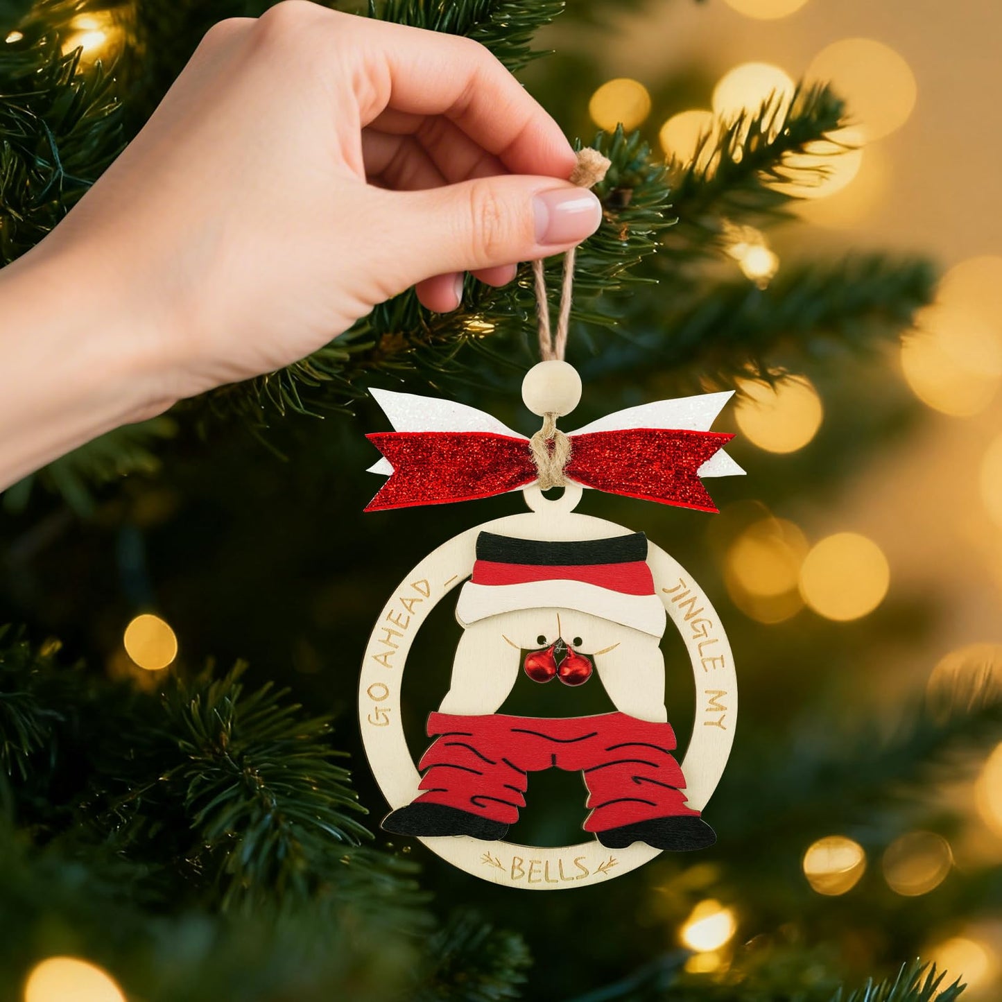 Shzbtdo Naughty Wooden Christmas Tree Ornament 2025 Multi Color Standard Size