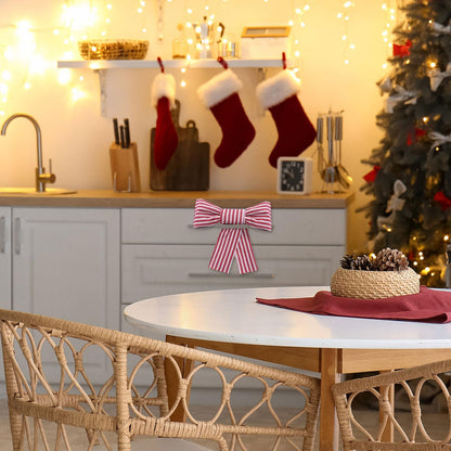 Hungdao Christmas Kitchen Towels 2 Pc Red White Stripes Decorative Bows