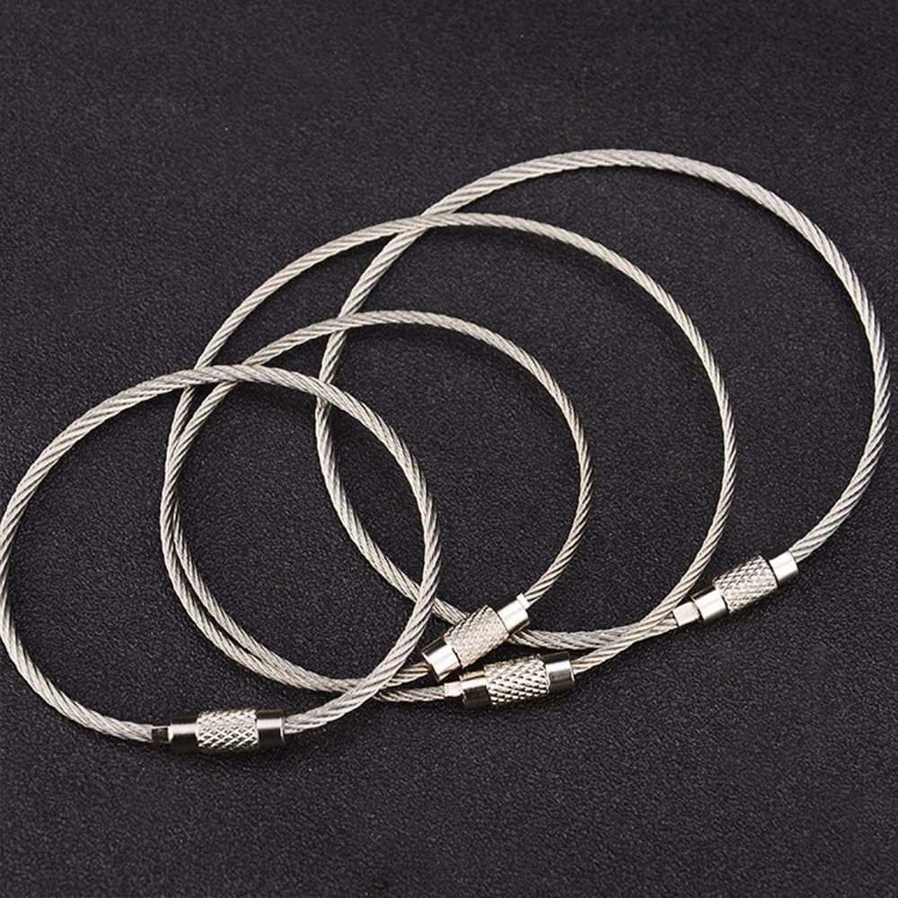 Biyrly Stainless Steel Round Keyrings 1.5-25mm Silver 10 Pack