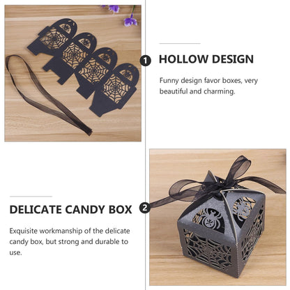BESTOYARD Halloween Hollow Die-Cut Candy Boxes Black 8.27x4.53in 50pcs