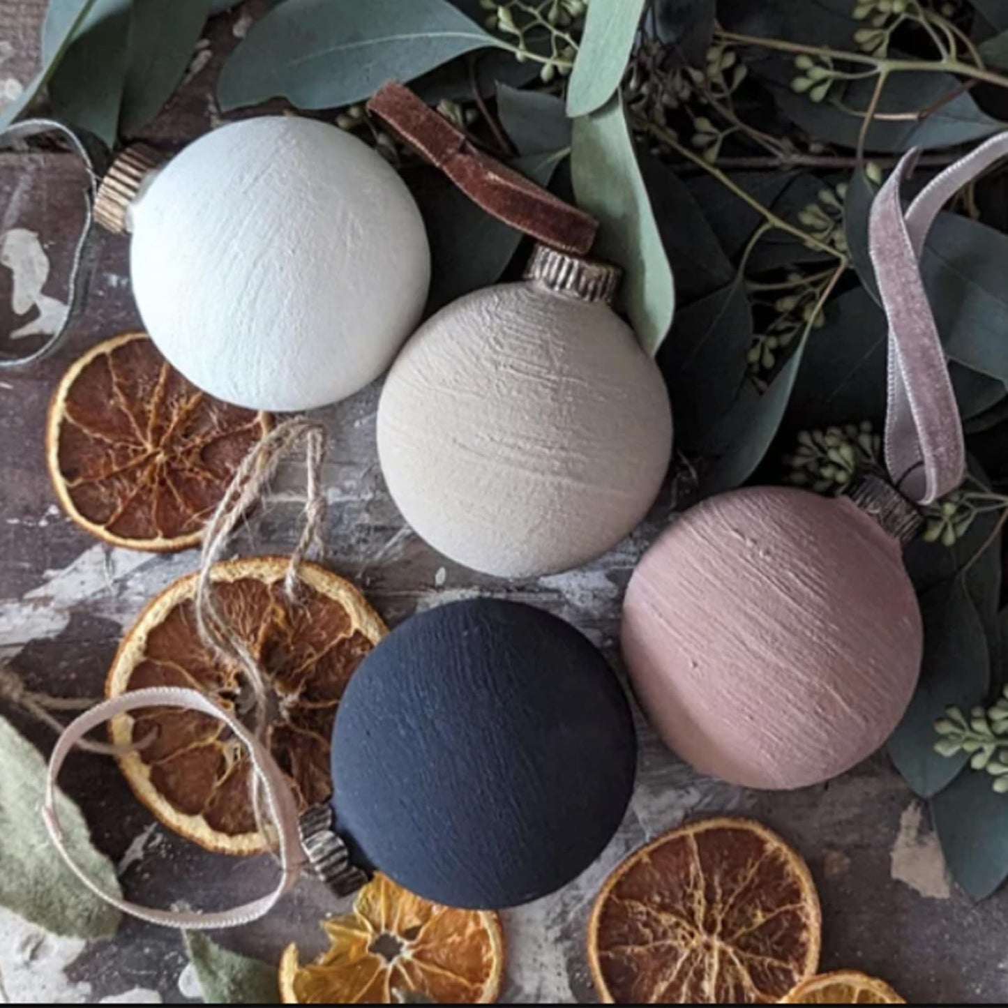 MiniInflat 12 Pc 4Inch Neutral Textured Christmas Ball Ornaments Cream Blue Pink
