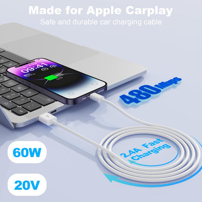 Eettvekd Carplay USB A Cable Compatible iPhone 14 13 12 3FT