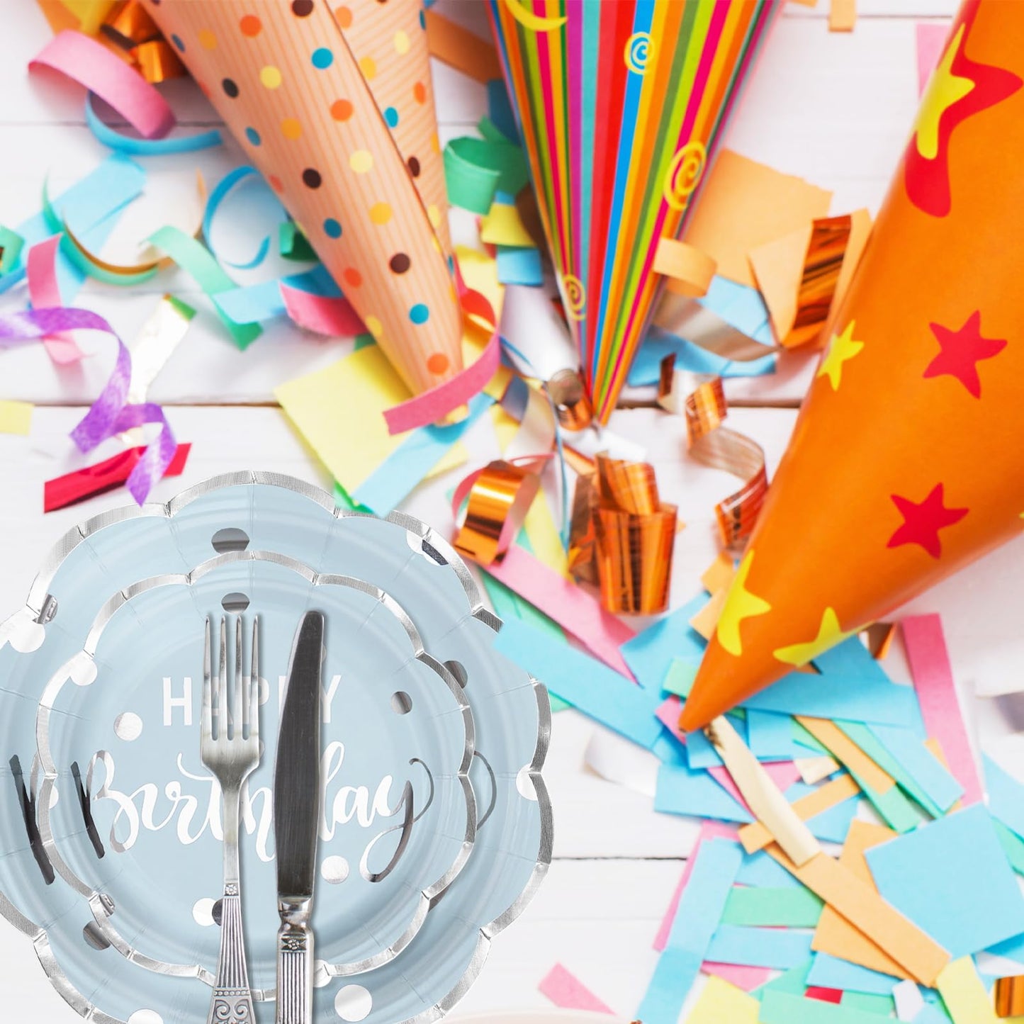 LeZakaa Birthday Paper Plates Set 50pcs 7 & 9 Inch Happy Birthday Balloon