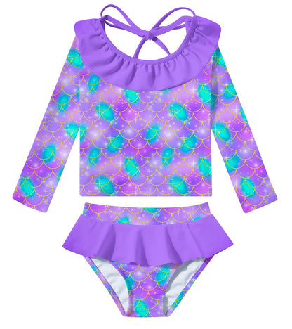 RAISEVERN Girls 2-Piece Mermaid Swimsuit Rash Guard Set A-mermaid-01 Size 3T