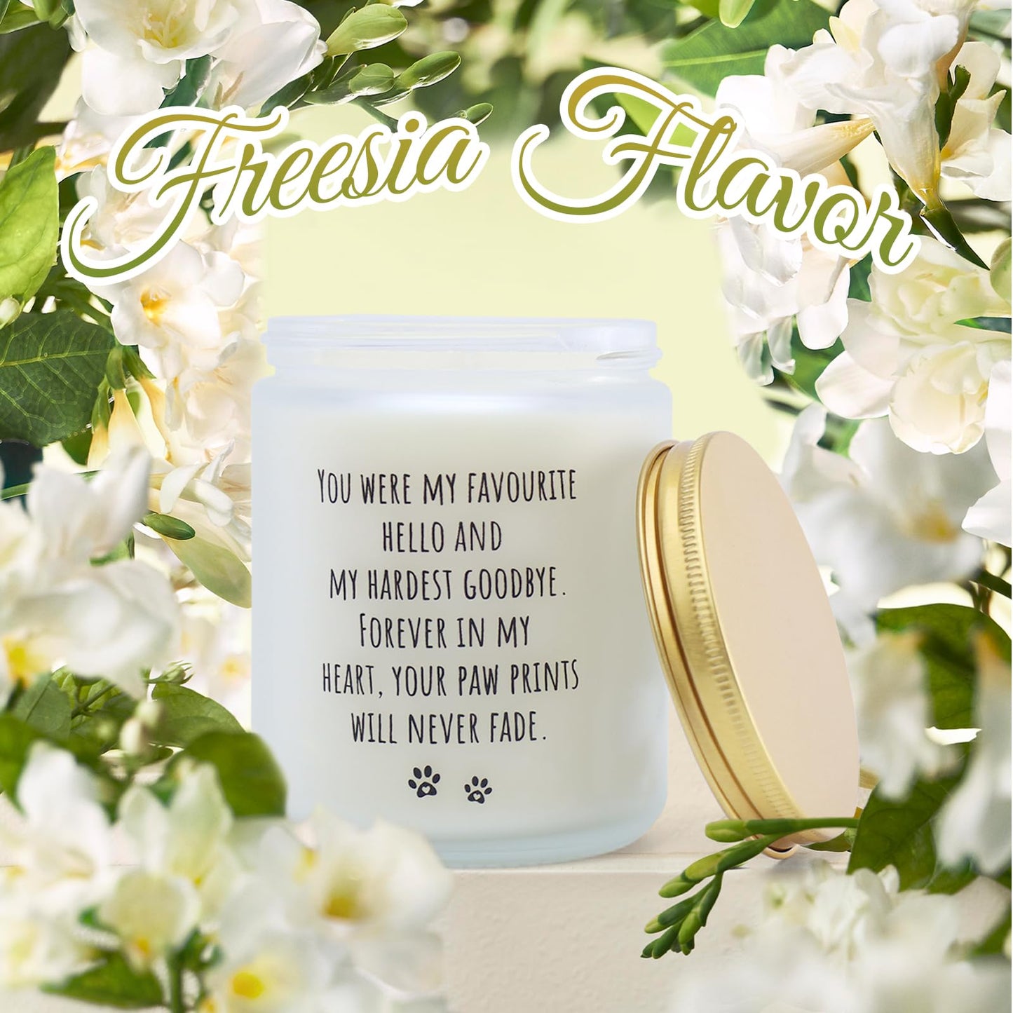 DFQ Freesia Scented Pet Memorial Candle Sympathy Gift for Dog Lovers