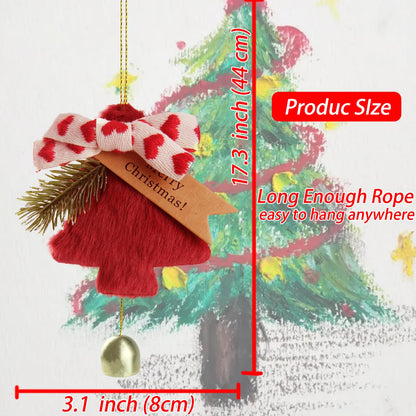 DILAGG Christmas Decorations Fuzzy Tree Ornaments Plush Pendant Gold Bell Red
