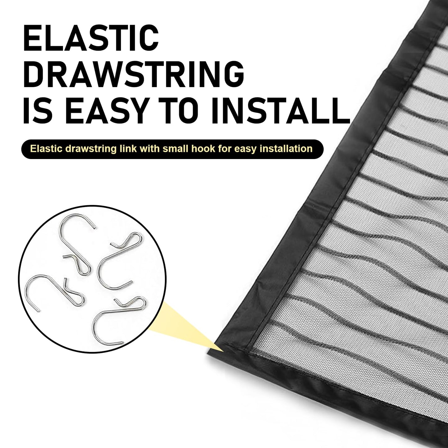 Downhill Front Hood Grille Protection Mesh 2PCS 41.33x31.49in Black