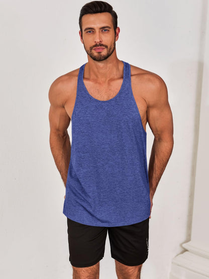 Runcati Mens Workout Stringer Tank Top Gym Muscle Athletic Blue Size XL