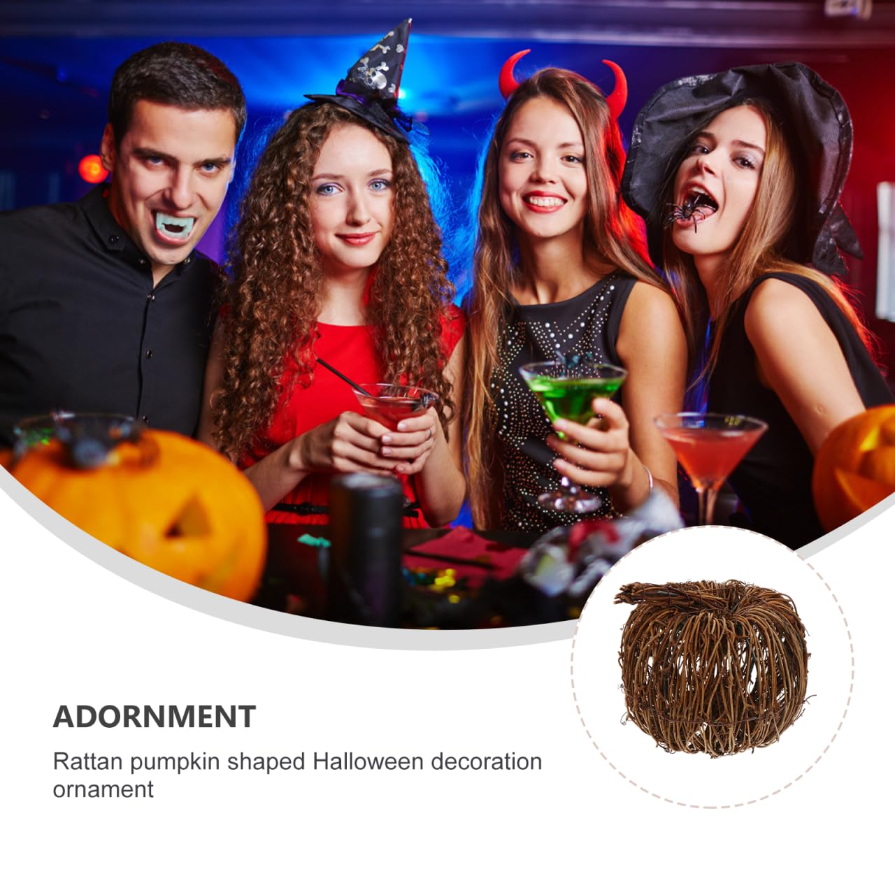 VOSAREA Wicker Rattan Pumpkin Ornament Rustic Brown 15CM Halloween Thanksgiving