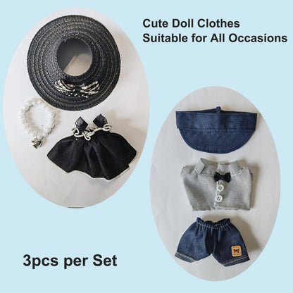 FUEMEILY LABUBU Doll Clothes 3 Sets Handmade Adjustable Kawaii Outfits Size 17cm
