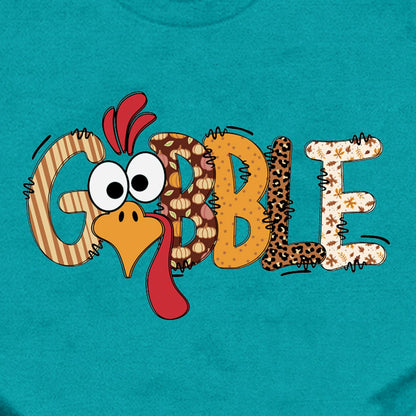 Dabon Thanksgiving Turkey Leopard Letter Print Tee Tops Cyan Size XL