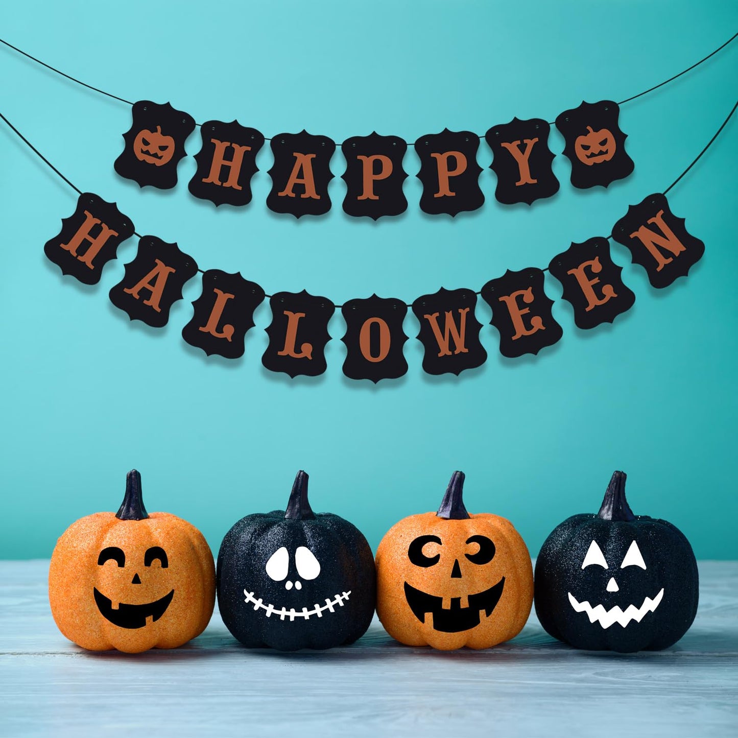 ERKOON Happy Halloween Banner Bunting Pumpkin Sign Wall Decor Party
