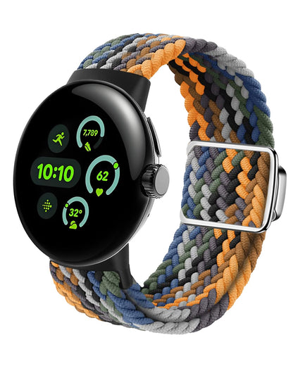 MAKCPOIMER Braided Nylon Band for Google Pixel Watch 41mm Adjustable Camouflage