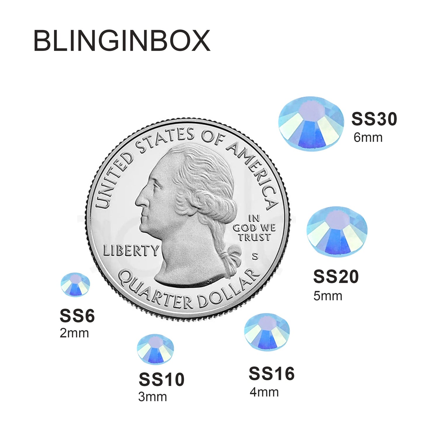 Blinginbox 500pcs 6mm AB Resin Flatback Rhinestones lt.Sapphire AB