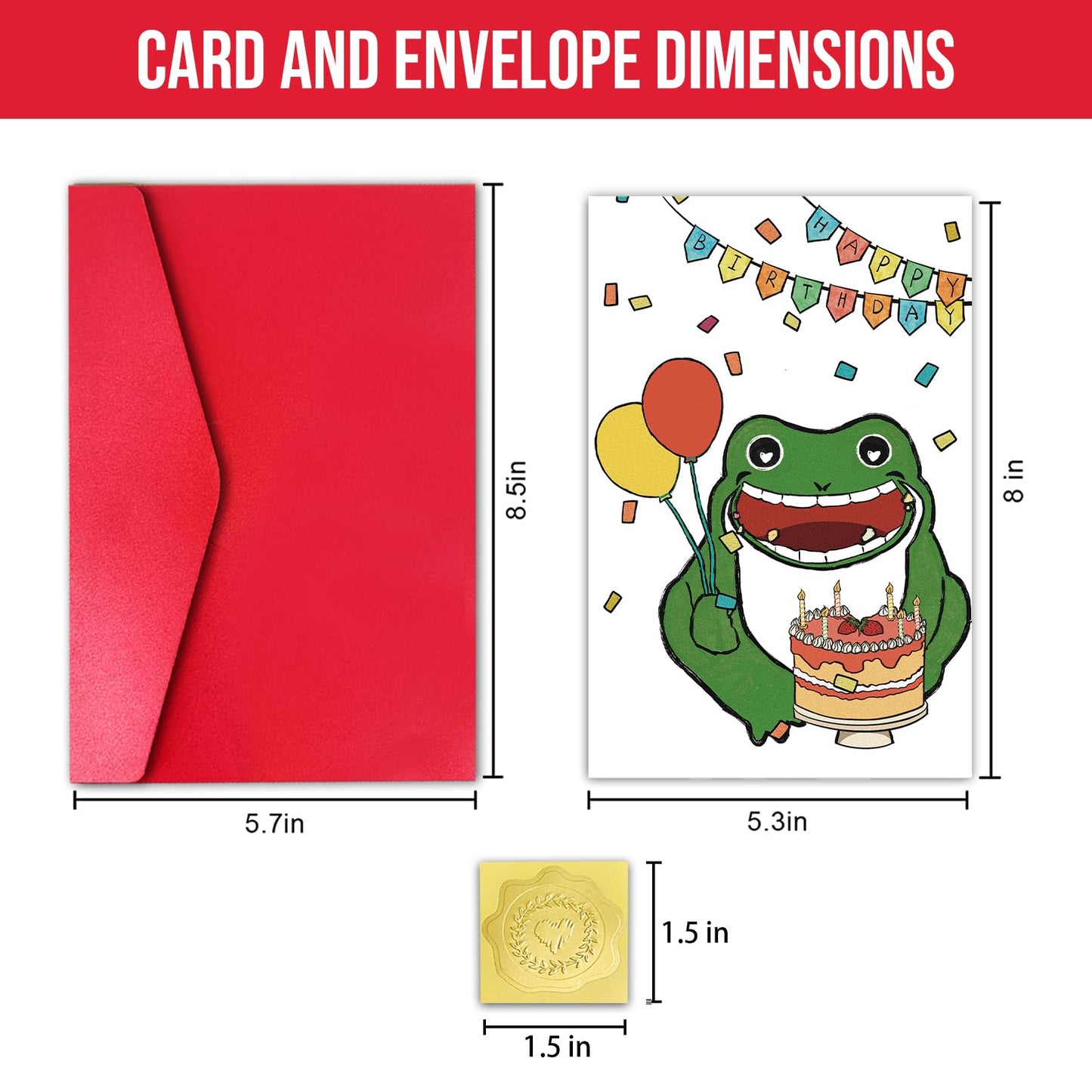 GYYsweetus Frog Happy Birthday Card Cute Cartoon Animal Gift Idea