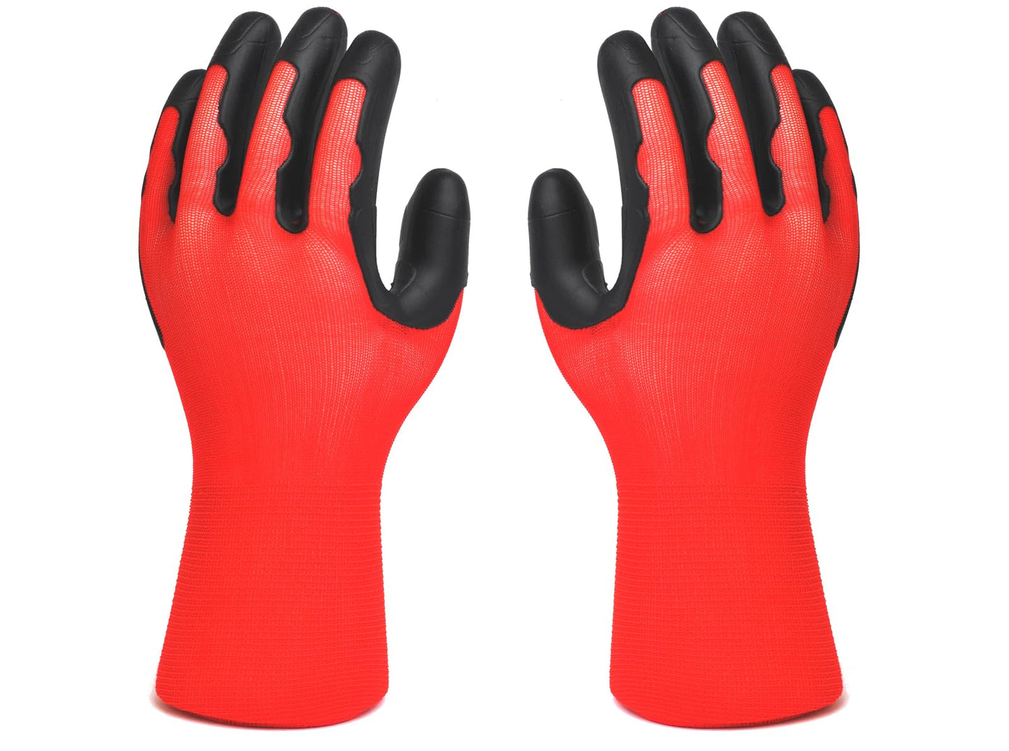 Meow Garden Thorn Proof Garden Gloves 2 Pairs Heavy Duty TPE Coated Green Red