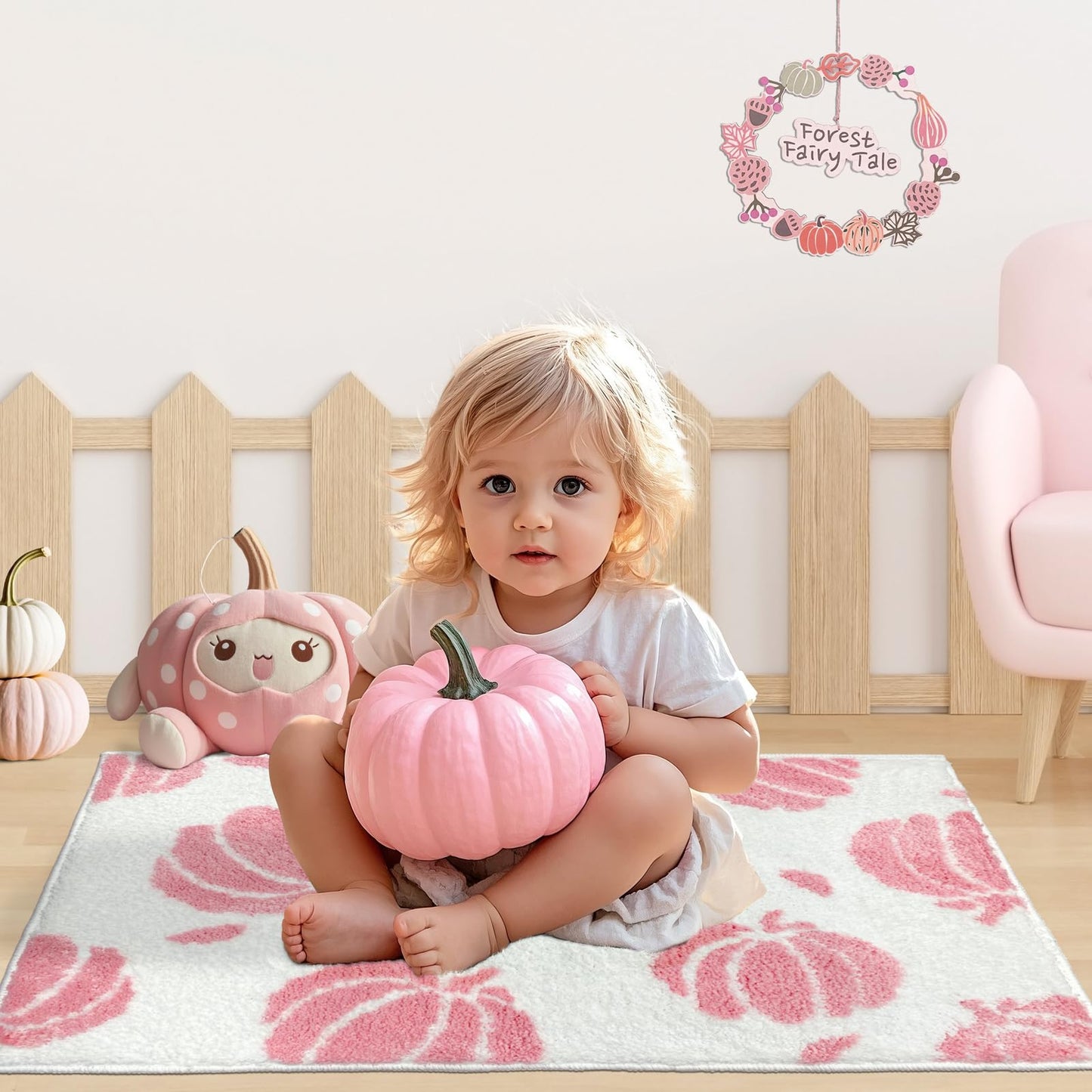 Aprophic Pink Pumpkin Bath Mat Fall Non Slip Microfiber Bathroom Rug 17x24