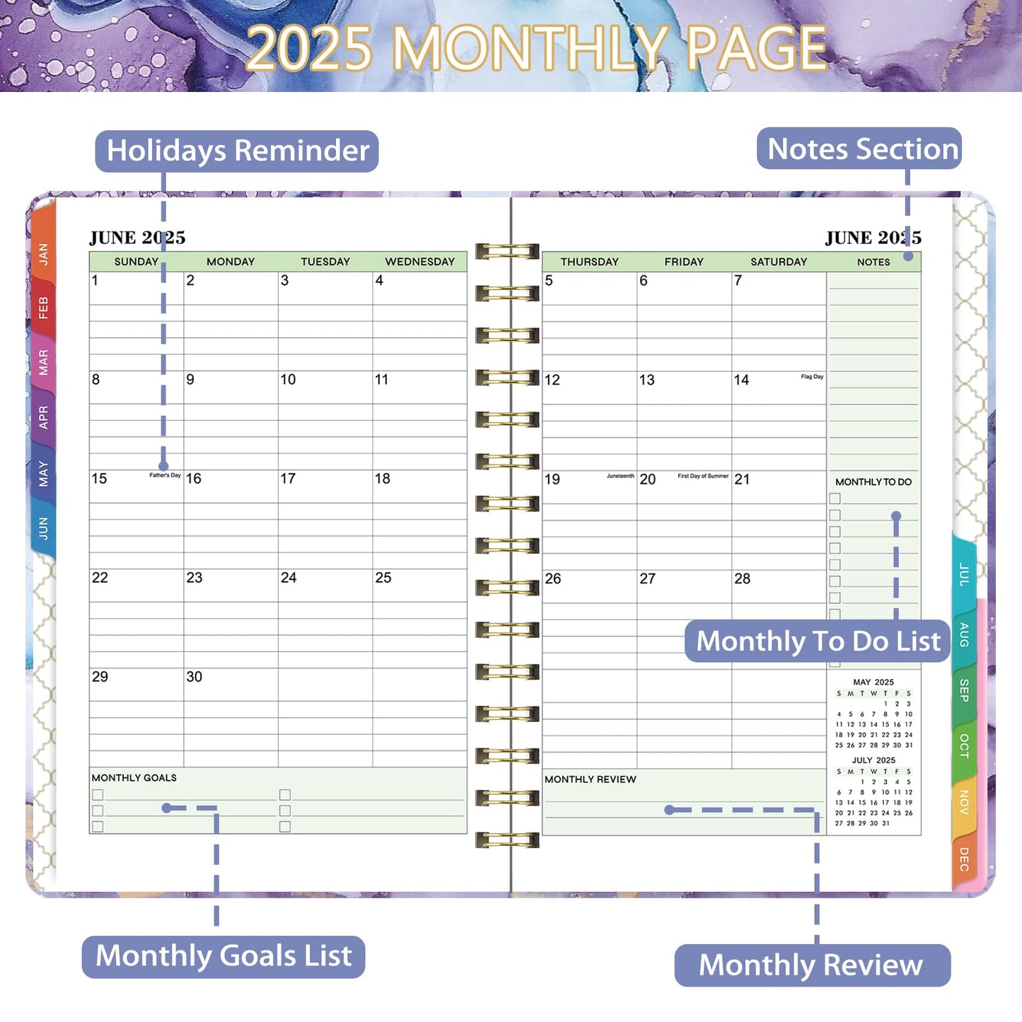 Makapoo 2025 Planner Weekly & Monthly 6.3x8.4 Green Ink Sturdy Cover