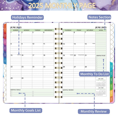 Makapoo 2025 Planner Weekly & Monthly 6.3x8.4 Green Ink Sturdy Cover