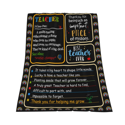 GEIFIN Flannel, Throw Blanket, Teacher Gifts, 60x80 inches, Black, Letter Print