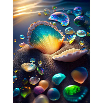 GEEHEIY 5D Seashell Diamond Art Kit for Adults, 12x16 Inch, Art Deco Style