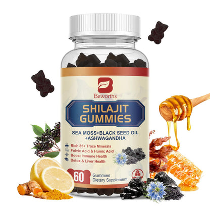 B BEWORTHS Shilajit Gummies with Ashwagandha & Herbs 60 Count