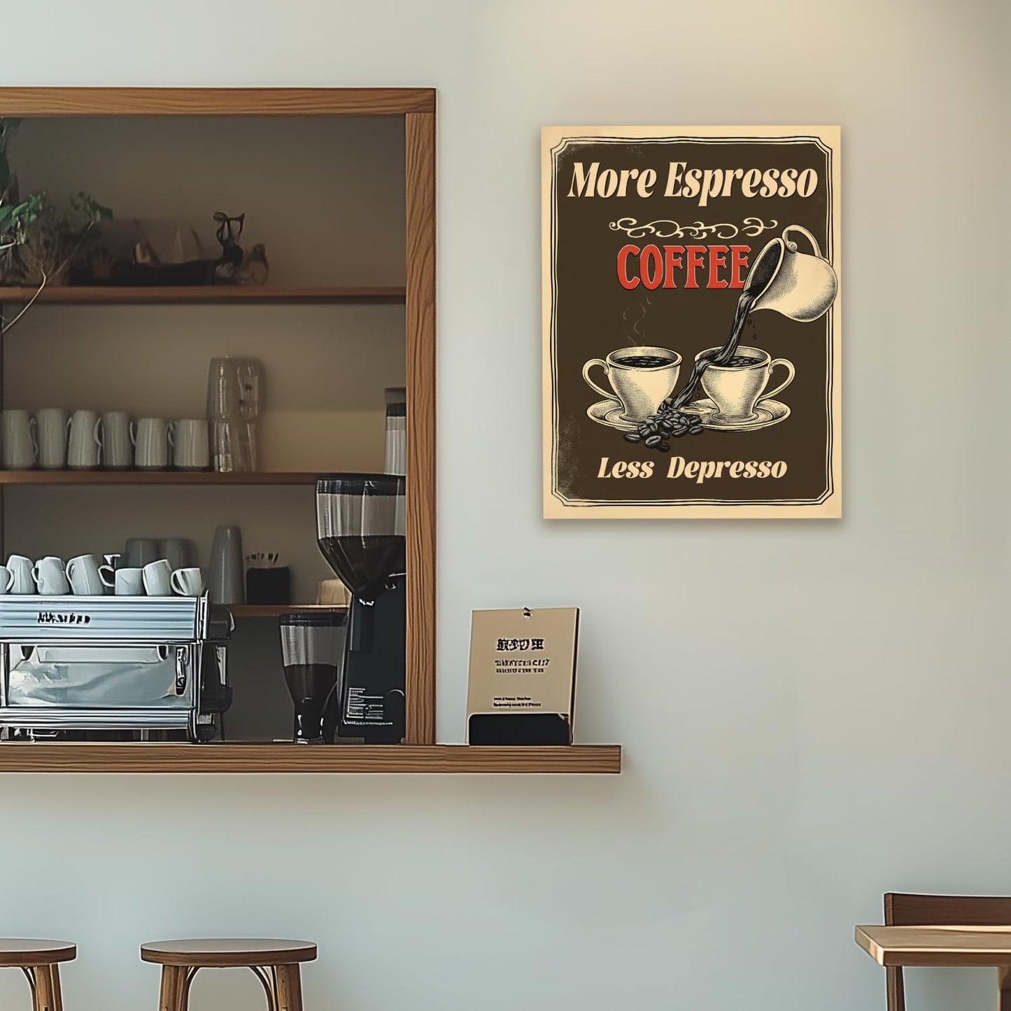 HTTART Vintage Coffee Canvas Wall Art 12x16 Set of 2 Retro Brown