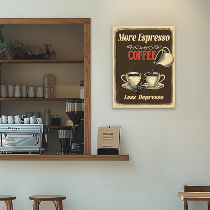 HTTART Vintage Coffee Canvas Wall Art 12x16 Set of 2 Retro Brown