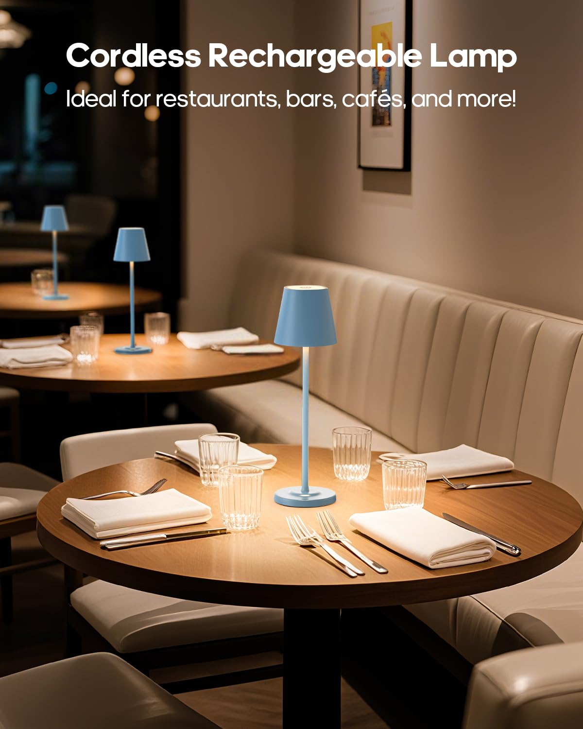 GOODEA Cordless Table Lamp 6000mAh Rechargeable 3 Color Dimmable White