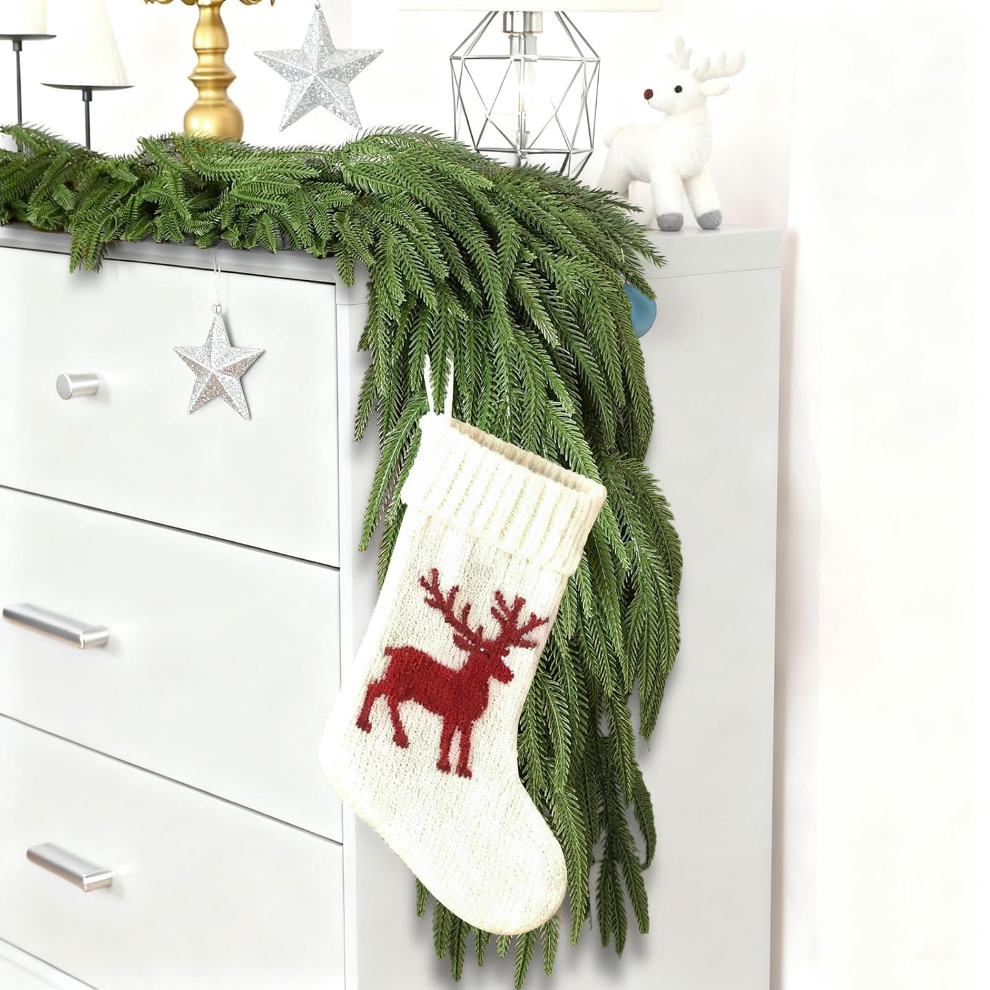 GDENZL 5FT Artificial Norfolk Pine Garland Green Faux Xmas Decor Size 5FT