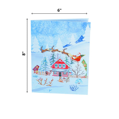 PQ Bees Winter Town Merry Christmas 3D Pop Up Cards w Envelope