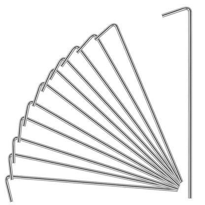 Oligei 17 Pack Heavy Duty Metal Tent Stakes Silver 18in Outdoor Use