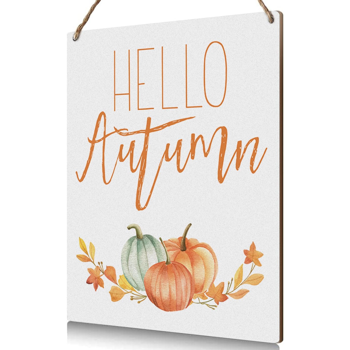 Hello Autumn Rustic Wood Wall Sign Fall Decor Seasonal Harvest Farmhouse