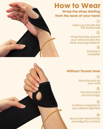 Lalapapa 2 Pack Adjustable Wrist Brace for Men & Women Black Size One Size