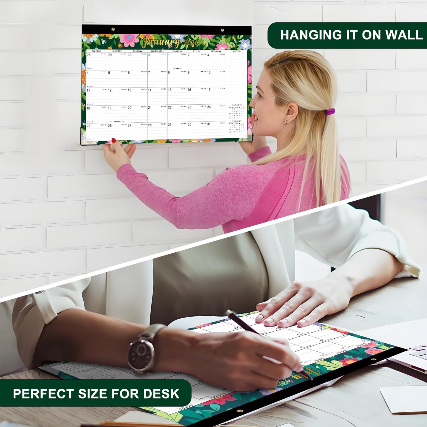 Lbylyhxc 2026-2027 18-Month Desk Calendar 17x12 Flowers Jan 2026-Jun 2027