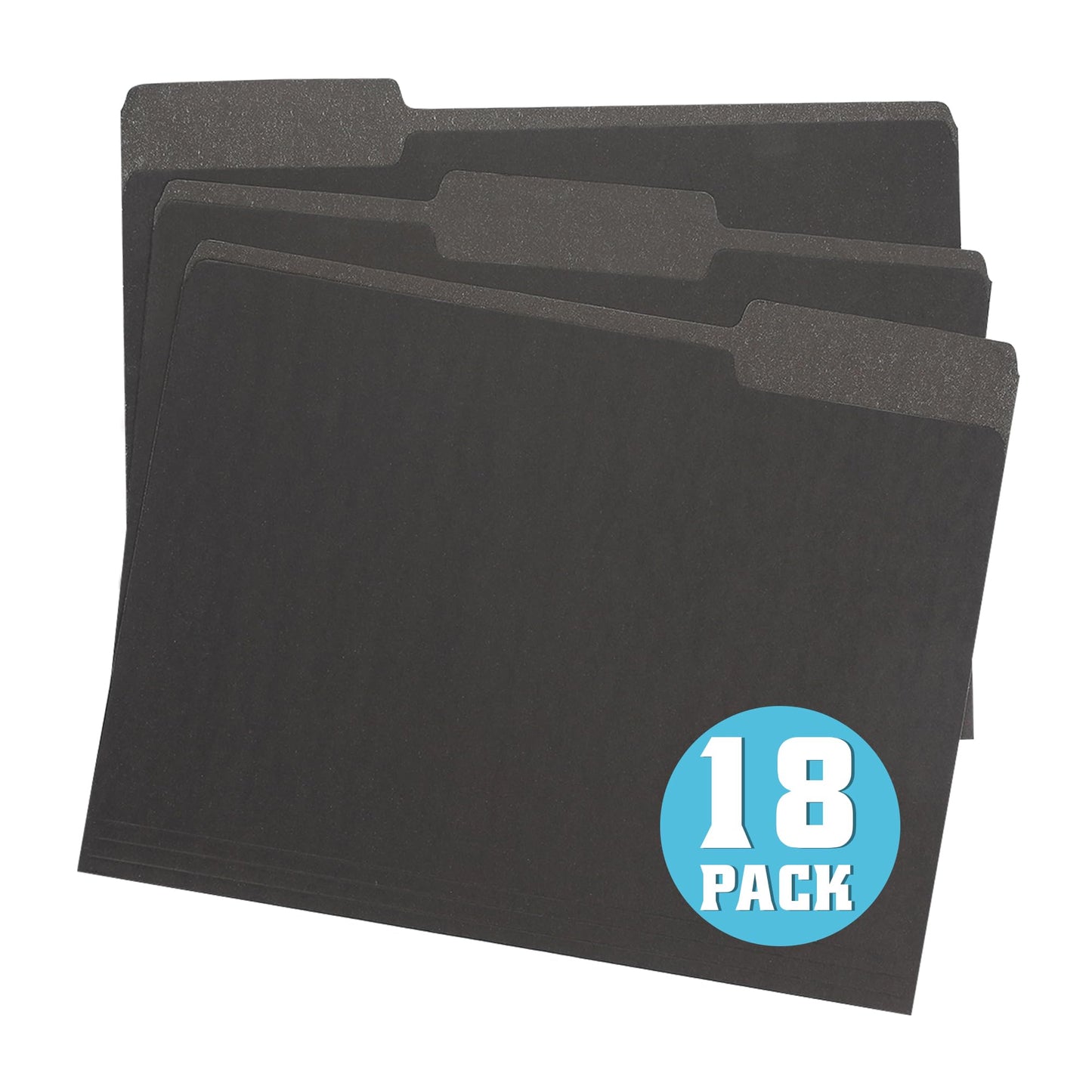 pmybupo 18-Pack Black Letter Size File Folders 1/3 Cut Tab Paper