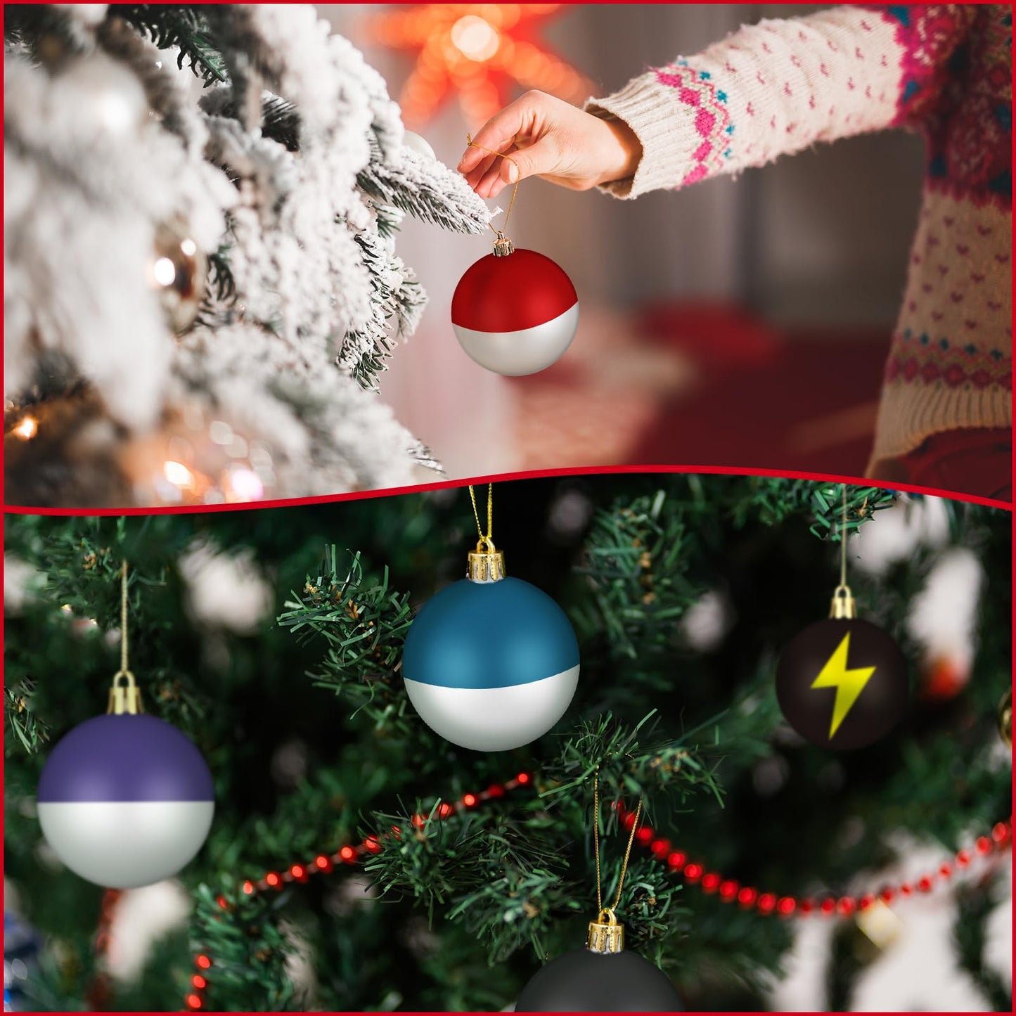 Rotatingpals 24pcs 2.4in Christmas Tree Ball Ornaments Lightning Color