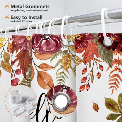 MEHOFOND Fall Pumpkin Watercolor Shower Curtain 72x72 Inch Waterproof Hooks