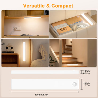 Auxoda Under Cabinet Lighting USB Rechargeable Motion Sensor White 1-Pack